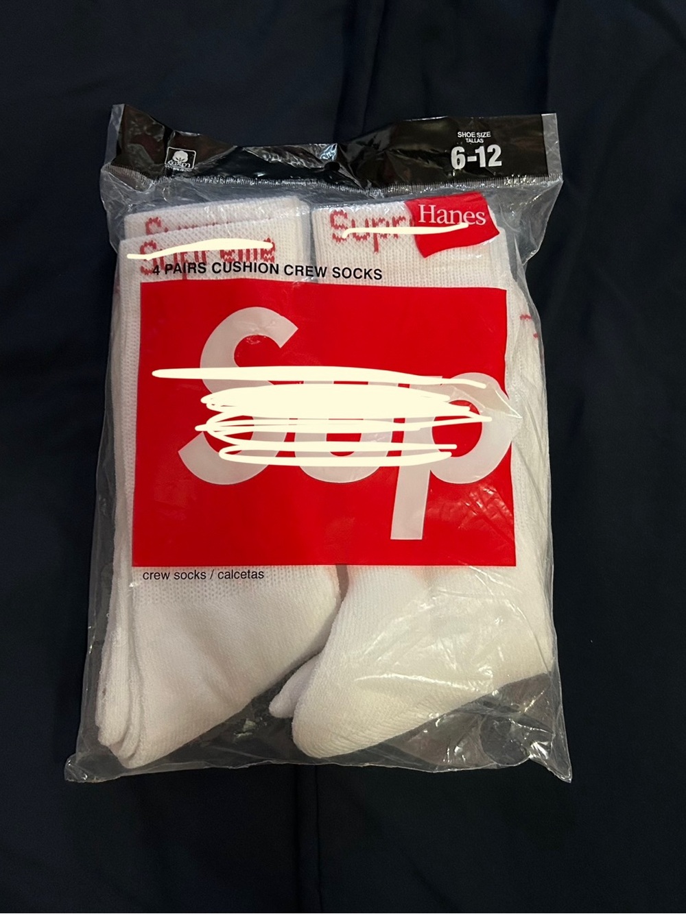 Hanes White Crew Cushion Socks – 4 Pairs